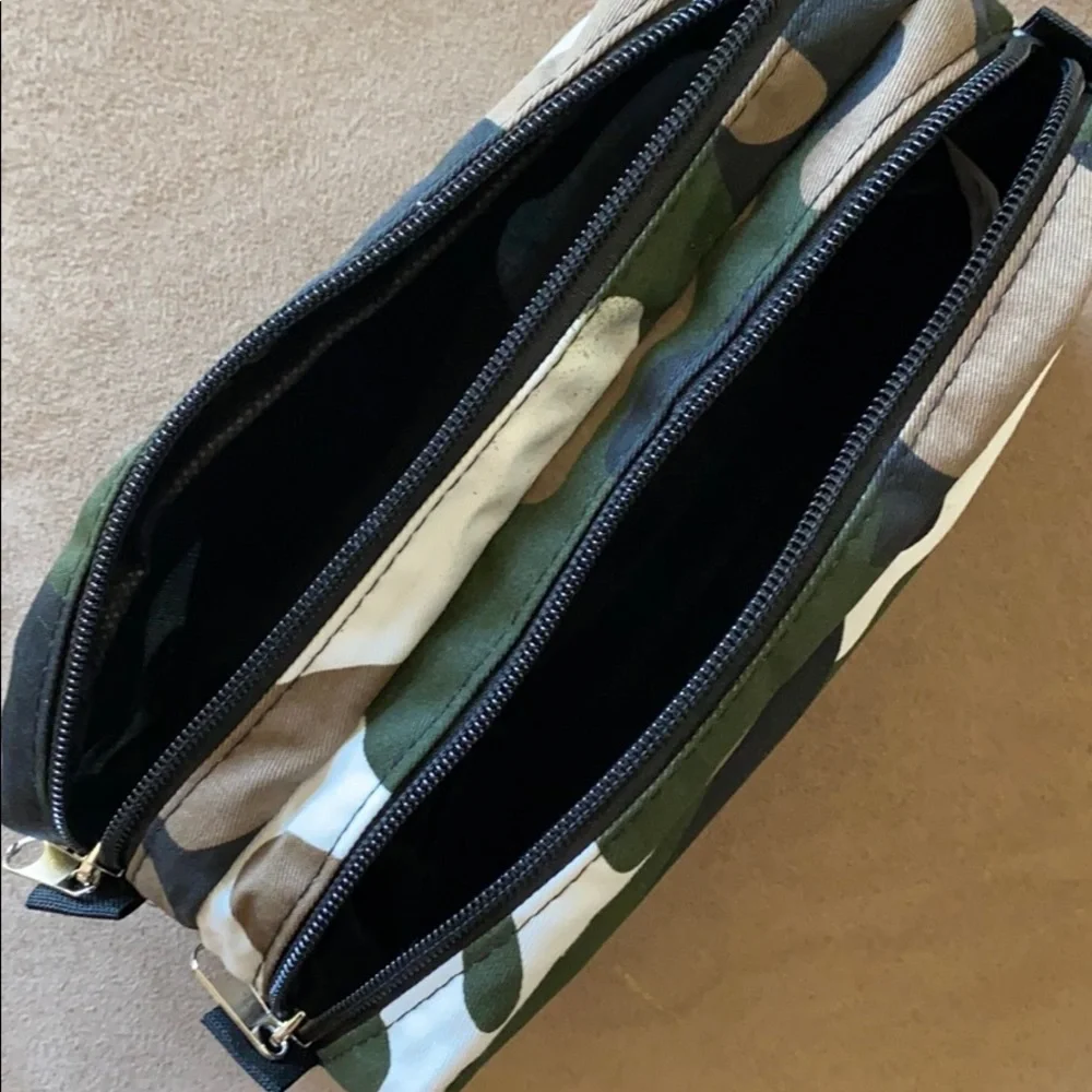 Camo Green White Black Camouflage Cosmetic Pouch